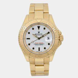 Rolex White 18K Yellow Gold Yacht-Master 16628 Automatic Men's Wristwatch 40 mm