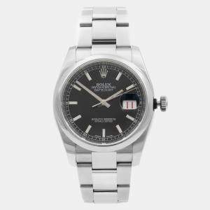 Rolex Black Stainless Steel Datejust Roulette 116200 Automatic Men's Wristwatch 36mm