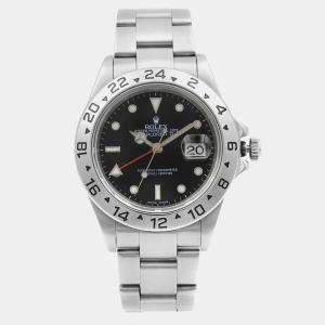 Rolex Black Stainless Steel Explorer II 16570 Automatic Men's Wristwatch 40mm