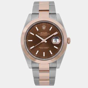 Rolex Chocolate 18K Rose Gold Stainless Steel Datejust 126301 Automatic Men's Wristwatch 41mm