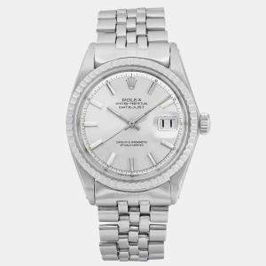 Rolex Silver Stainless Steel Datejust 1603 Automatic Men's Wristwatch 36mm