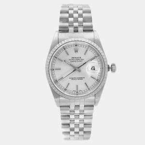 Rolex Silver Stainless Steel Datejust 16220 Automatic Men's Wristwatch 36 mm