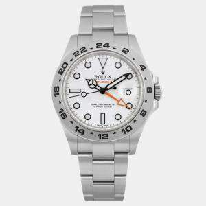 Rolex White Stainless Steel Explorer II 216570 Automatic Men's Wristwatch 42 mm