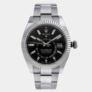 Rolex Black Stainless Steel Sky-Dweller 326934 Automatic Men's Wristwatch 42 mm