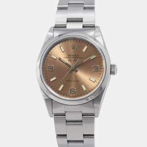 Rolex Salmon Stainless Steel Air-King 14000 Automatic Men's Wristwatch 34mm