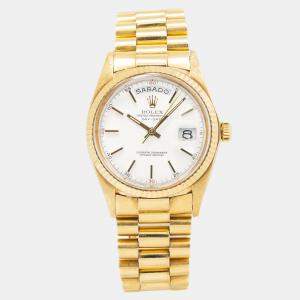 Rolex Day-Date 1803 White Dial 18K Yellow Gold Automatic Men's Wristwatch 36 mm