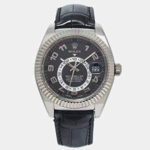 Rolex Black White Gold 326139 Sky-Dweller Automatic Men's Wristwatch 42mm