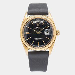 Rolex Day-Date 6611B Automatic Black 18K Rose Gold Men's Wristwatch 36MM