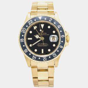 Rolex Black 18K Yellow Gold GMT-Master II 16718 Automatic Men's Wristwatch 40mm