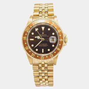 Rolex GMT-Master 16758 Automatic Brown 18k Yellow Gold Men's Wristwatch 40mm