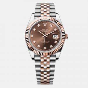 Rolex Datejust 126331 Automatic Brown 18K Rose Gold Diamond Stainless Steel Men's Wristwatch 41 mm