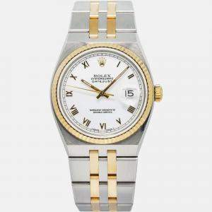 Rolex Datejust Oysterquartz 17013 Automatic White Stainless Steel 18K Yellow Gold Men's Wristwatch 36mm