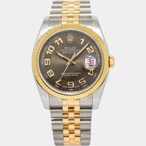 Rolex Datejust 116233 Automatic Brown 18K Yellow Gold Stainless Steel Men's Wristwatch 36MM