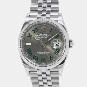 Rolex Datejust 126234 Automatic Grey 18k White Gold Stainless Steel Men's Wristwatch 36 mm