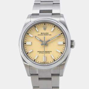 Rolex Oyster Perpetual 126000 Automatic Beige Stainless Steel Men's Wristwatch 36 mm