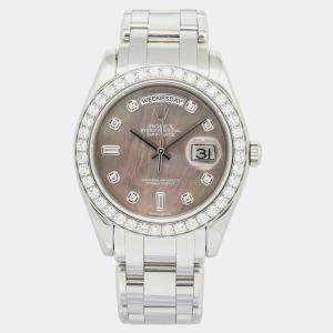Rolex Day-Date 18946 Automatic Tahitian MOP Platinum Men's Wristwatch 39 mm