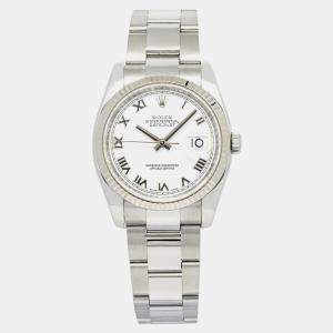 Rolex Date Just 116234 Automatic White Stainless Steel Men's Wristwatch 37 mm