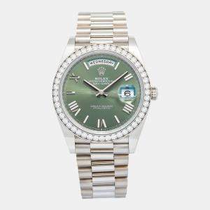 Rolex Day-Date 228349 Automatic Olive Green 18k White Gold Men's Wristwatch 40 mm