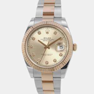Rolex Datejust 126331G Automatic Sundust 18k Rose Gold Stainless Steel Men's Wristwatch 41 mm