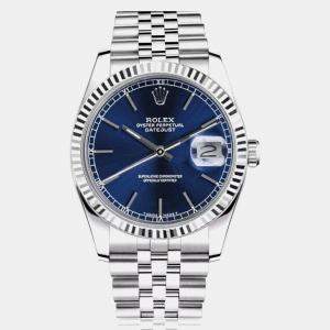 Rolex Datejust 16014 Automatic Blue Stainless Steel Men's Wristwatch 36 mm