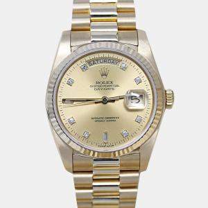 Rolex Day-Date 18238 Automatic Champagne 18k Yellow Gold Men's Wristwatch 36 mm
