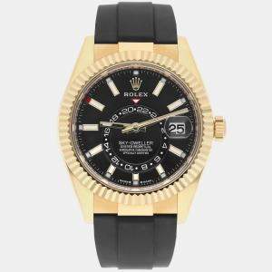 Pre Owned Rolex Sky-Dweller 336238 Automatic Black 18k Yellow Gold Men's Wristwatch 42 mm