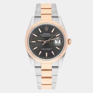 مملوكة مسبقًا Rolex Datejust 126201 Automatic Grey 18k Rose Gold Stainless Steel Men's Wristwatch 36 mm