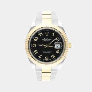 مملوكة مسبقًا Rolex Datejust 116333 Automatic Black 18k Yellow Gold Stainless Steel Men's Wristwatch 41 mm
