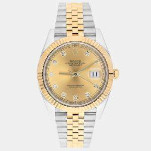 Rolex Datejust 126333-0012 Automatic Champagne 18k Yellow Gold Stainless Steel Diamond Men's Wristwatch 41 mm