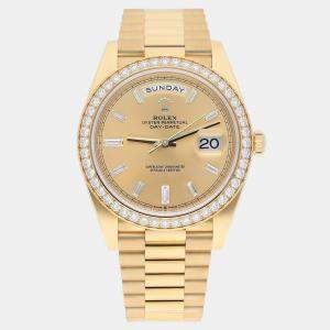 Rolex Day-Date 228348RBR Automatic Champagne 18k Yellow Gold Men's Wristwatch 40 mm