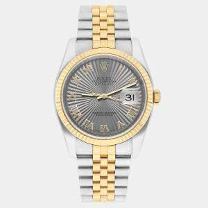 Pre Owned Rolex Datejust 116233 Automatic Silver 18k Yellow Gold Stainless Steel Men's Wristwatch 36 mm