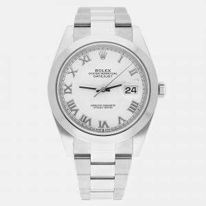 Pre Owned Rolex Datejust 126300 Automatic White Stainless Steel Men's Wristwatch 41 mm