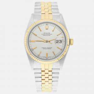 مملوكة مسبقًا Rolex Datejust 16013 Automatic Silver 18k Yellow Gold Stainless Steel Men's Wristwatch 36 mm
