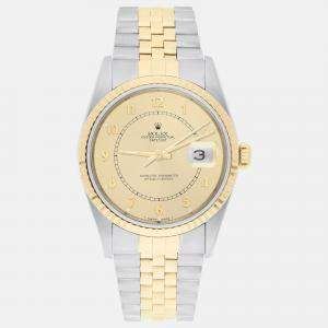مملوكة مسبقًا Rolex Datejust 16233 Automatic Champagne 18k Yellow Gold Stainless Steel Men's Wristwatch 36 mm