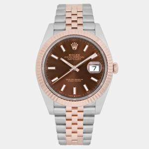 مملوكة مسبقًا Rolex Datejust 126331 Automatic Chocolate Dial Stainless Steel 18k Rose Gold Men's Wristwatch 41 mm