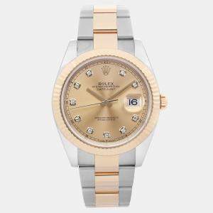 Rolex Datejust 126333 Automatic Champagne Diamond Dial 18K Yellow Gold Stainless Steel Men's Wristwatch 41 mm
