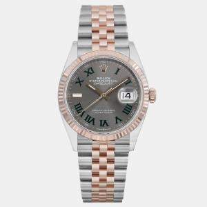 Rolex Datejust 126231 Automatic Slate Wimbledon Dial 18K Rose Gold Stainless Steel Men's Wristwatch 36 mm