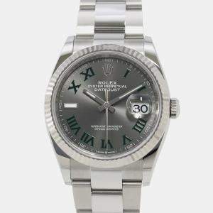 Pre Owned Rolex Datejust 126234 Automatic Grey 18K White Gold Stainless Steel Men's Wristwatch 36 mm