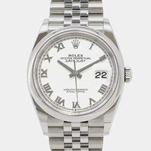 Pre Owned Rolex Datejust 126200 Automatic White Stainless Steel Men's Wristwatch 36 mm