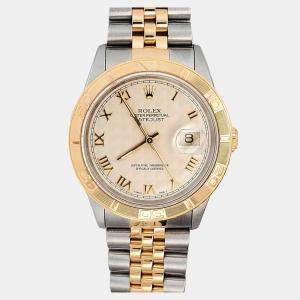 Pre Owned Rolex Datejust 16263 Automatic Cream 18k Yellow Gold Stainless Steel Men's Wristwatch 36 mm