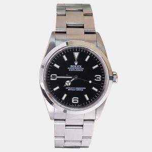 Pre Owned Rolex Explorer 14270 Automatic Black Stainless Steel Men's Wristwatch 36 mm