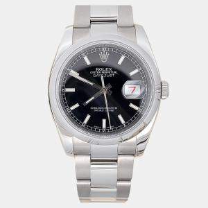 Pre Owned Rolex Datejust 116200 Automatic Black Stainless Steel Men's Wristwatch 36 mm
