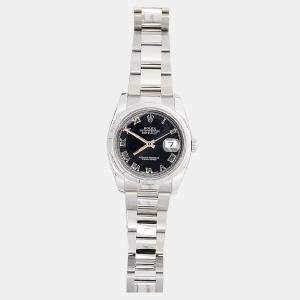 Pre Owned Rolex Datejust 116200 Automatic Black Stainless Steel  Men's Wristwatch 36 mm