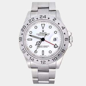 Pre Owned Rolex Explorer II 16570 Automatic White Stainless Steel Men's Wristwatch 40 mm