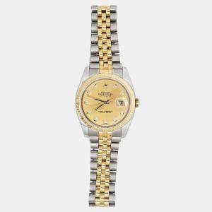 Pre Owned Rolex Datejust 116233 Automatic Champagne Diamond 18k Yellow Gold Stainless Steel Men's Wristwatch 36 mm