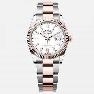 Pre Owned Rolex Datejust 126231 Automatic White 18K Rose Gold Stainless Steel Men’s Wristwatch 36 mm