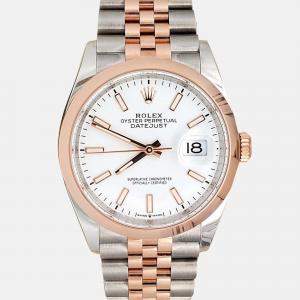 Pre Owned Rolex Datejust 126201 Automatic White 18K Rose Gold Stainless Steel Men’s Wristwatch 36 mm