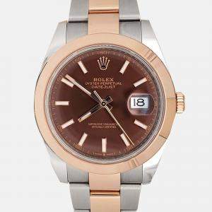 Pre Owned Rolex Datejust 126301 Automatic Chocolate 18K Rose Gold Stainless Steel Men’s Wristwatch 41 mm