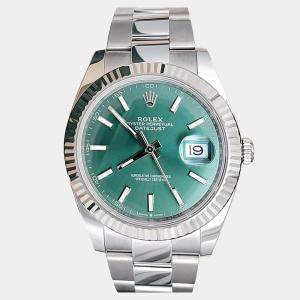 Pre Owned Rolex Datejust 126334 Automatic Mint Green 18K White Gold Men’s Wristwatch 41 mm
