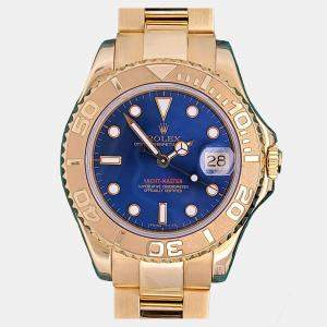 Pre Owned Rolex Yacht Master 68628 Automatic Blue 18K Yellow Gold Men’s Wristwatch 35 mm